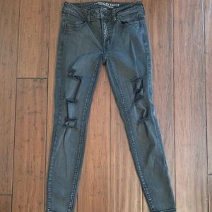 American Eagle Faded Black Jeans Size: 6